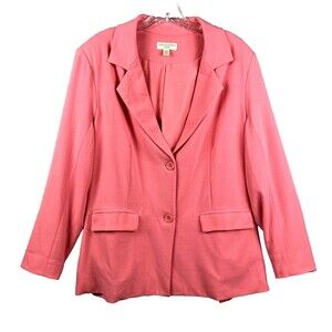 Appleseed's Blazer Jacket Women's 16W Classic 2-Button Spring Easter Barbie Pink